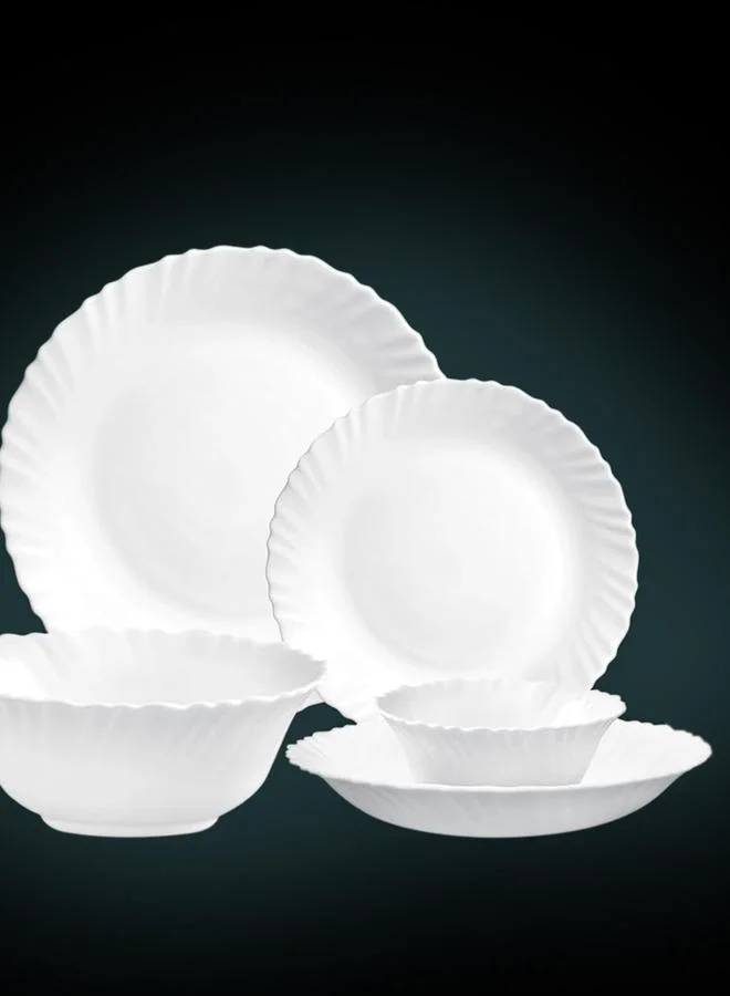 كويزين أرت طقم عشاء أوبال وير أورا ميا 18 قطعة أبيض